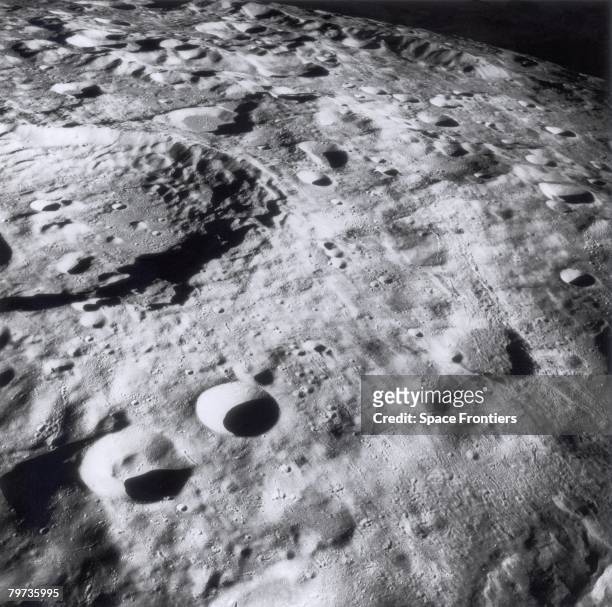 The far side of the Moon, photographed during NASA's Apollo 8 mission, December 1968. Apollo 8 astronauts Frank Borman, James Lovell and William...