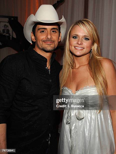 Singers Brad Paisley and Miranda Lambert during the Sony/BMG Grammy After Party at the Beverly Hills Hotel on February 10, 2008 in Beverly Hills,...