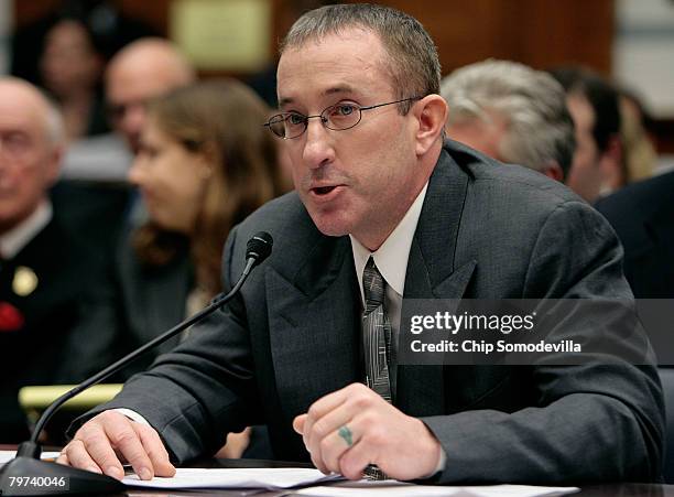 Brian McNamee , former personal trainer, testifies during a House Oversight and Government Reform Committee, February 13, 2008 in Washington DC. The...