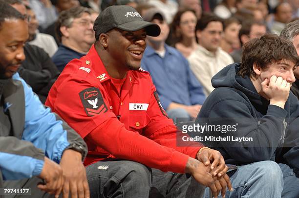 Clinton Portis of the Washington Redskins attends a Georgetown Hoyas basketball game against the South Florida Bulls at Verizon Center on February 5,...
