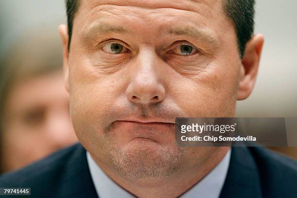 Major League Baseball pitcher Roger Clemens testifies about allegations of steroid use by professional ball players before the U.S. House Oversight...