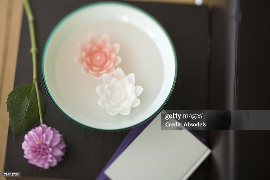 Floating candles in bowl