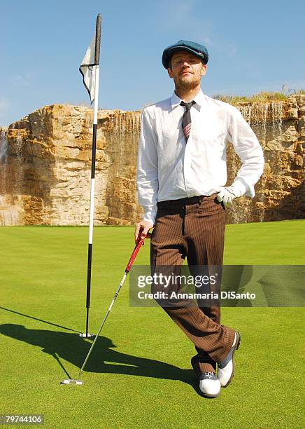 Flea, lead guitarist of the band Red Hot Chili Peppers, poses for a photo at the Bogart Foundation Charity Golf Tournament on February 11, 2008 in...