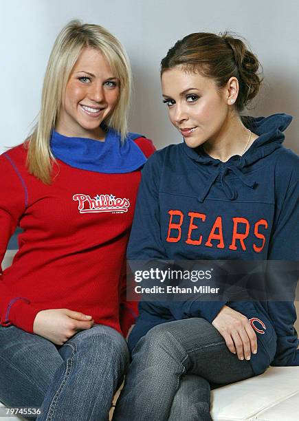 Model Katie Osborne and actress Alyssa Milano show new creations from Milano's fashion line, TOUCH - by Alyssa Milano, at the G-III Apparel Group...