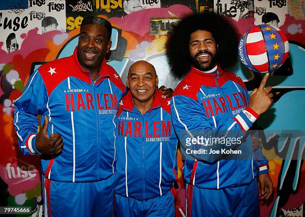 Sweet" Lou, Curly and wild Kat of The Harlem Globetrotters Visit fuse's "The Sauce" - February 13, 2008 in New York City.