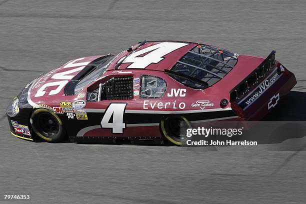 Robert Richardson, driver of the JVC Chevrolet, drives during practice for the Camping World 300 NASCAR Nationwide Series at Daytona International...