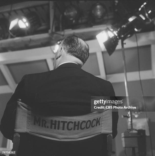British-born American director Alfred Hitchcock on the set of the television anthology series 'The Alfred Hitchcock Hour,' July 7, 1959.