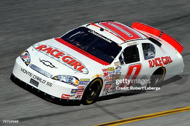 Kertus Davis, driver of the RaceGirl Chevrolet, drives during practice for the Camping World 300 NASCAR Nationwide Series at Daytona International...