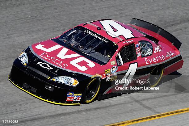 Robert Richardson, driver of the JVC Chevrolet, drives during practice for the Camping World 300 NASCAR Nationwide Series at Daytona International...