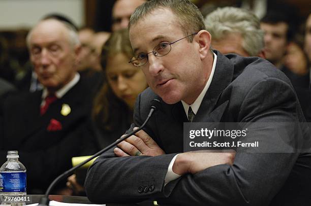 Former trainer Brian McNamee testifies during the House Oversight and Government Reform hearing on steroid use among MLB players. The two key figures...