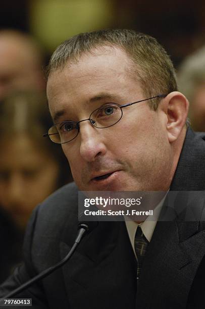 Former trainer Brian McNamee testifies during the House Oversight and Government Reform hearing on steroid use among MLB players. The two key figures...