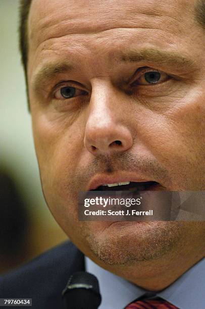 Former Major League pitcher Roger Clemens testifies during the House Oversight and Government Reform hearing on steroid use among MLB players. The...