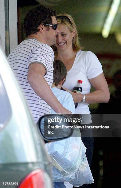 Presenter Johanna Griggs is seen with her new husband Todd Huggins and her two boys Jesse James and Joe Buster at Brookvale Mall on September 30,...