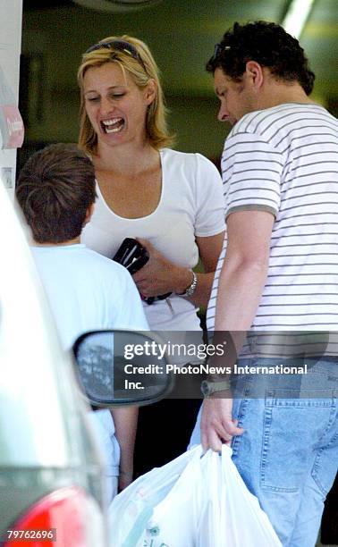 Presenter Johanna Griggs is seen with her new husband Todd Huggins at Brookvale Mall on September 30, 2006. Griggs was previously married to...