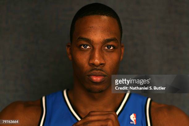 Dwight Howard of the Orlando Magic poses for a portrait during All Star Media Availability at the Sheraton New Orleans February 14, 2008 in New...