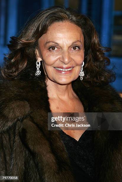 Diane von Furstenberg smiles during the 'Love Ball' at the Tsaritsino Palace Estate on February 14, 2008 in Moscow, Russia. Russian Super model...