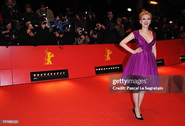 Scarlett Johansson attends The Other Boleyn Girl premiere during day nine of the 58th Berlinale Film Festival at the Berlinale Palast on February 15,...