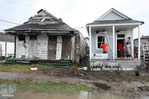 Players help repair homes in the East Section of New Orleans as players help participate in the NBA Cares Project during the 2008 NBA All-Star...