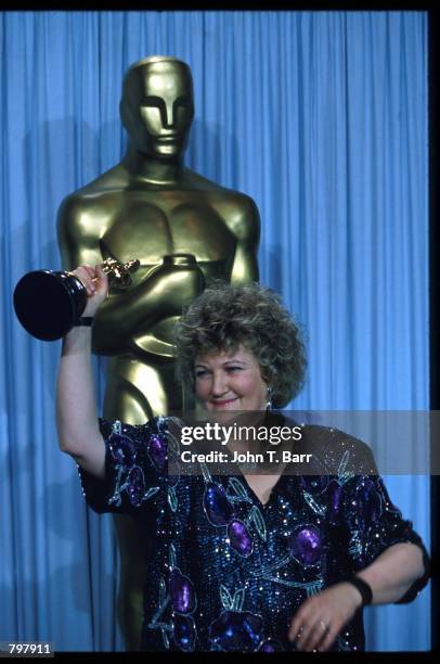 Brenda Fricker stands backstage during the 62nd Academy Awards ceremony March 26, 1990 in Los Angeles, CA. Fricker received an Oscar for Best Actress...