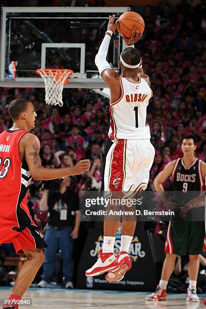 Daniel Gibson of the Sophomore team shoots a jumper during the T-Mobile Rookie Challenge & Youth Jam part of 2008 NBA All-Star Weekend at the New...