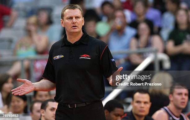 Coach of the Dragons Guy Malloy reacts during the round 22 NBL match between the South Dragons and the Sydney Kings at Vodafone Arena on February 16,...