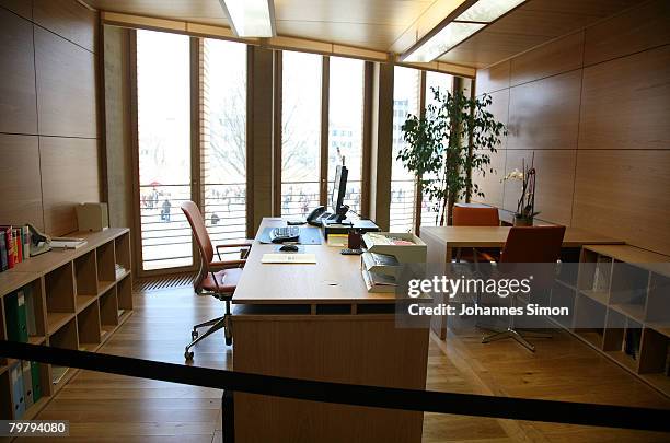 Inside view of the newly erected Liechtenstein Parliamentary Building, seen after during a general opening to the public on February 16, 2008 in...