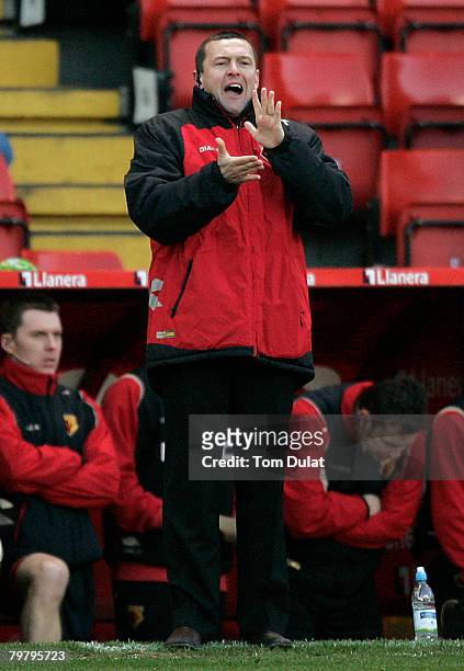 Manager of Watford Aidy Boothroyd claps during the Charlton Athletic v Watford Coca Cola Championship match played at The Valley on February 16, 2008...