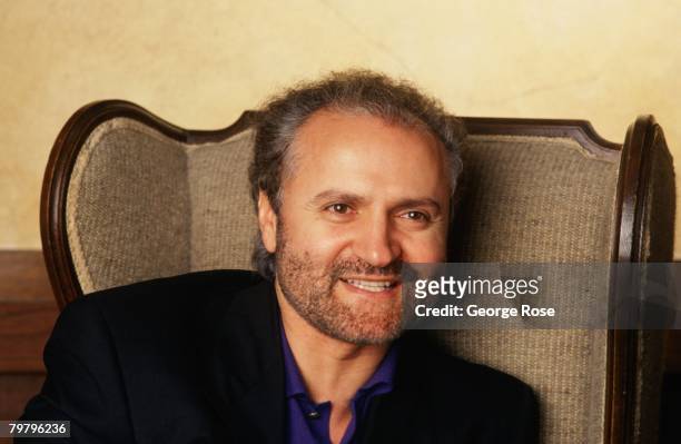 Italian fashion designer and toast of Paris, Miami and New York social circles, Gianni Versace, poses in a 1991 Los Angeles, California, photo.