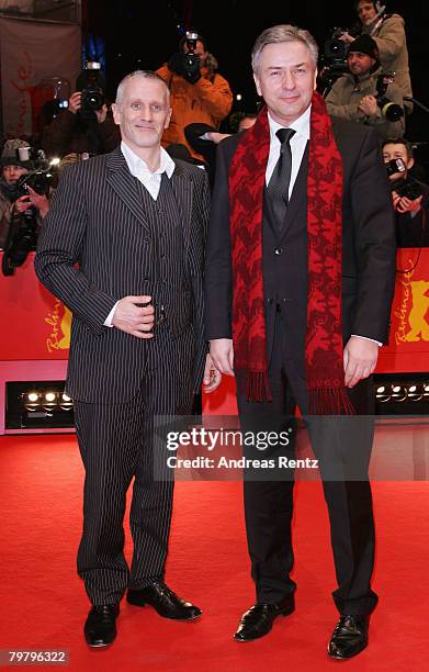 Joern Kubicki and Klaus Wowereit attend the 'Be Kind Rewind' Premiere as part of the 58th Berlinale Film Festival at the Berlinale Palast on February...