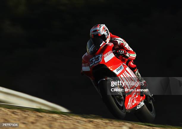 Marco Melandri of Italy and Ducati Team Marlboro during MotoGP Testing at the Circuito de Jerez, on February 16, 2008 in Jerez, Spain.