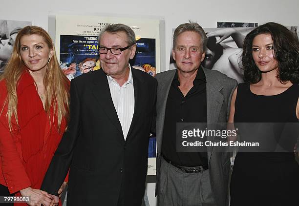 Martina Zborilova, Writer/Director Milos Forman, Actor/Producer Michael Douglas and actress Catherine Zeta Jones attend "One Flew Over the Cuckoo's...