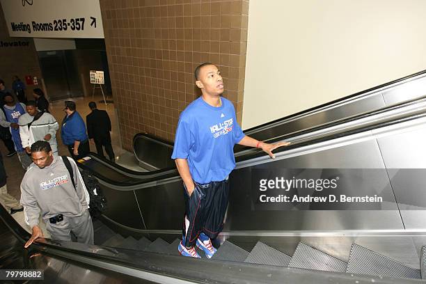 Caron Butler of the East All-Stars walks the escalator prior to the East All-Stars Practice on center court at NBA Jam Session presented by Addidas...