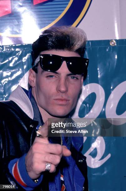 Pop singer Vanilla Ice signs autographs February 20, 1991 in New York City.