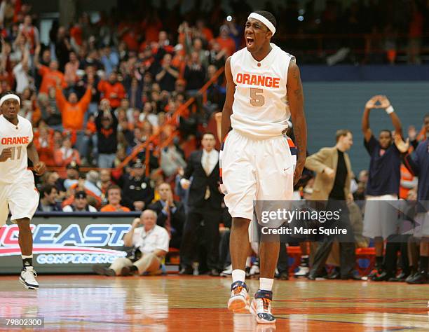 Forward Donte Greene celebrates a basket during the game between the Georgetown University Hoyas and the Syracuse University Orange at the Carrier...