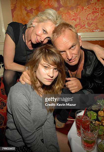 Trudie Styler, Singer/Guitarist Coco Sumner and Singer/Bassist Sting attend the after party for The Police at The Box on August 1, 2007 in New York...