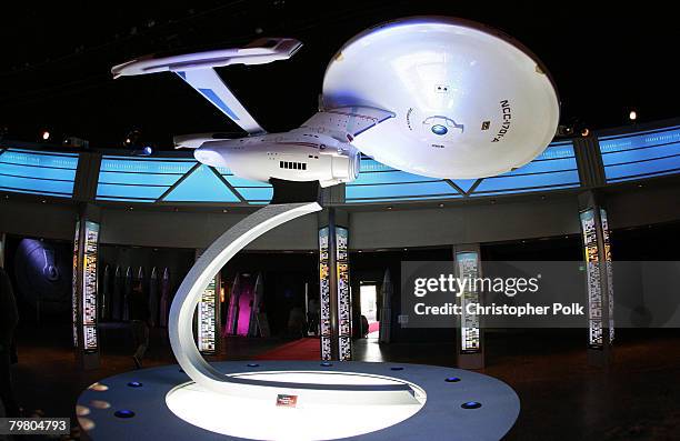 Detail of a model of the USS Enterprise at the Star Trek "The Tour" - North American Debut held at the Queen Mary Dome on January 17, 2008 in Long...