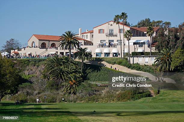 View of the clubhouse overlooking the first hole during the third round of the Northern Trust Open held on February 16, 2008 at Riviera Country Club...