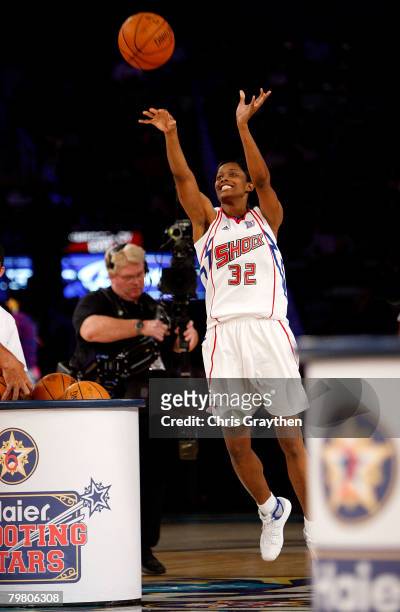 Player Swin Cash of the Detroit Shock participates in the Haier Shooting Stars competition, part of 2008 NBA All-Star Weekend at the New Orleans...