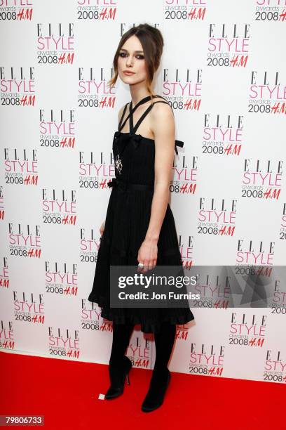 Keira Knightley arrives at the Elle Style Awards 2008 at The Westway on February 12, 2008 in London, England.