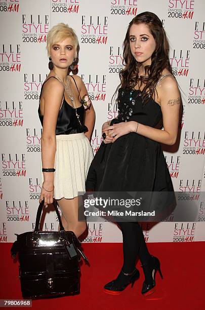 Pixie and Peaches Geldof arrive at the Elle Style Awards 2008 at The Westway on February 12, 2008 in London, England.