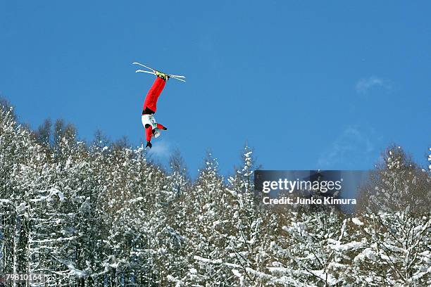 Xiaopeng Han of China competes during Aerials Men's Final of 2008 Freestyle FIS World Cup in Inawashiro at Listel Ski Fantasia on February 17, 2008...