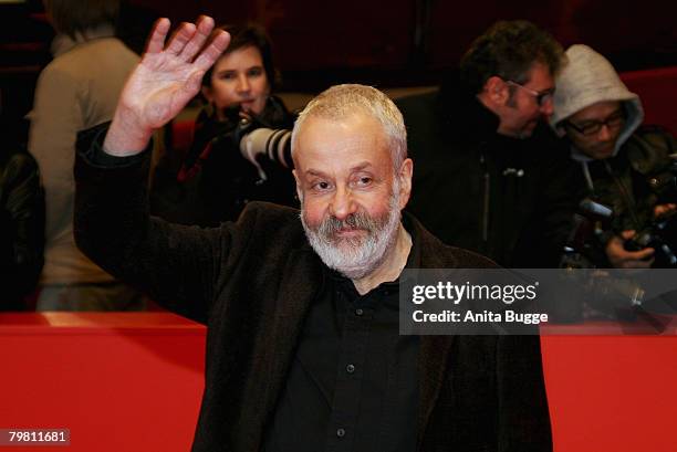 Mike Leigh, director attends the "Happy Go Lucky" premiere during day six of the 58th Berlinale International Film Festival held at the Berlinale...