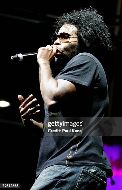 Pharoahe Monch performs on stage during the 2008 Good Vibrations Festival on Heirisson Island February 17, 2008 in Perth, Australia.