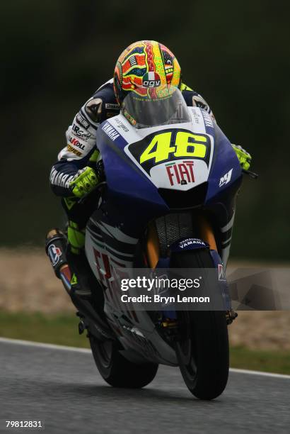 Valention Rossi of Italy and Yamaha in action during MotoGP Testing at the Circuito de Jerez, on February 17, 2008 in Jerez, Spain.