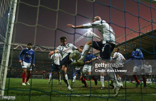 Darren Carter of Preston North End puts the ball into his own net to give Portsmouth the winning goal during the FA Cup sponsored by E.ON Fifth Round...