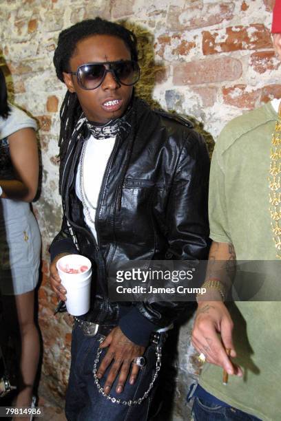 Lil' Wayne a.k.a. Dwayne Michael Carter, Jr., attends the "Thank God I'm Famous" party hosted by Lil' Wayne, Ludacris and Young Jeezy during NBA...