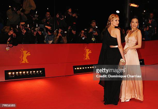 Jury members Diane Kruger and Shu Qi attends the 'Be Kind Rewind' premiere as part of the 58th Berlinale Film Festival at the Berlinale Palast on...