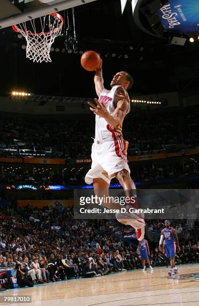 Brandon Roy of the Western Conference dunks during the Sprite Slam Dunk Contest part of 2008 NBA All-Star Weekend at the New Orleans Arena on...