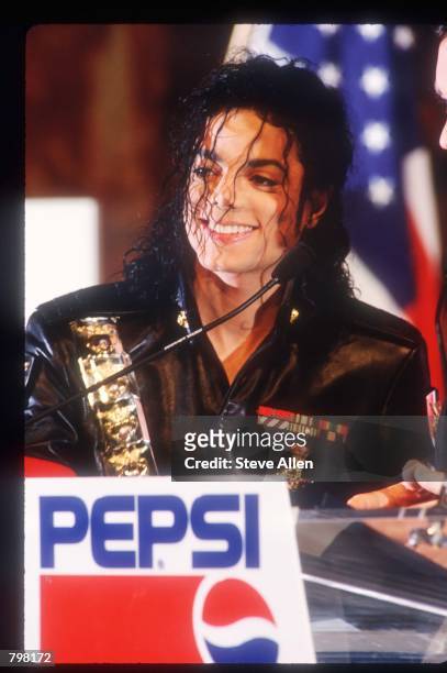 Michael Jackson attends a Pepsi press conference February 3, 1992 in New York City. Entertainer Jackson accepted the largest individual sponsorship...