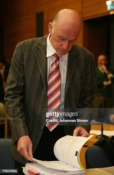 Defendant structural designer Ruediger Spitzauer arrives for the opening of the third day of the Bad Reichenhall ice rink trial at court on February...